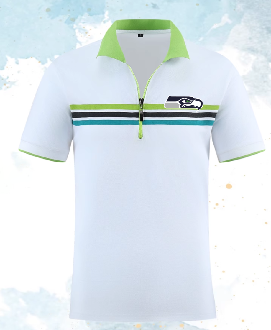 Seattle Seahawks white style 12 Men 2025 NFL polo T shirt